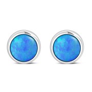 Synthetic Opal Round Sterling Silver Stud Earrings
